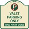 Signmission Valet Parking Only Tow Away Zone Heavy-Gauge Aluminum Architectural Sign, 18" x 18", TG-1818-22760 A-DES-TG-1818-22760 - alternate 1